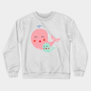 Mom and Baby Whale pink Crewneck Sweatshirt